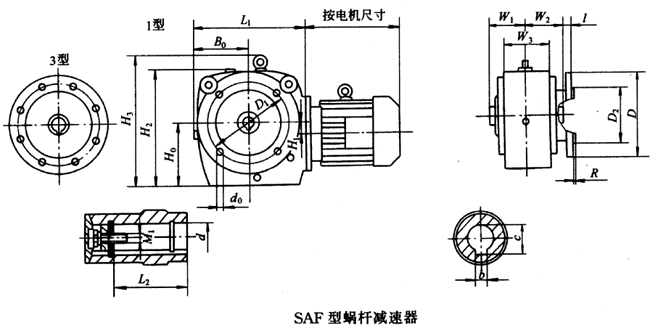 SAF斜齿轮蜗轮减速电机安装图