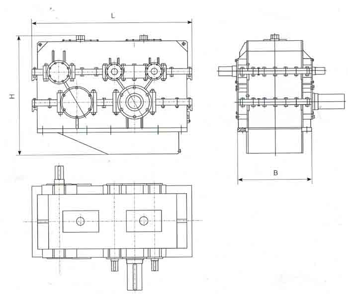 砖厂专用齿轮箱外形尺寸图(NHZS)