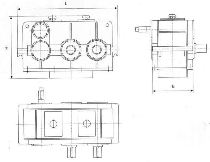 砖厂专用齿轮箱外形尺寸图(NHZL)